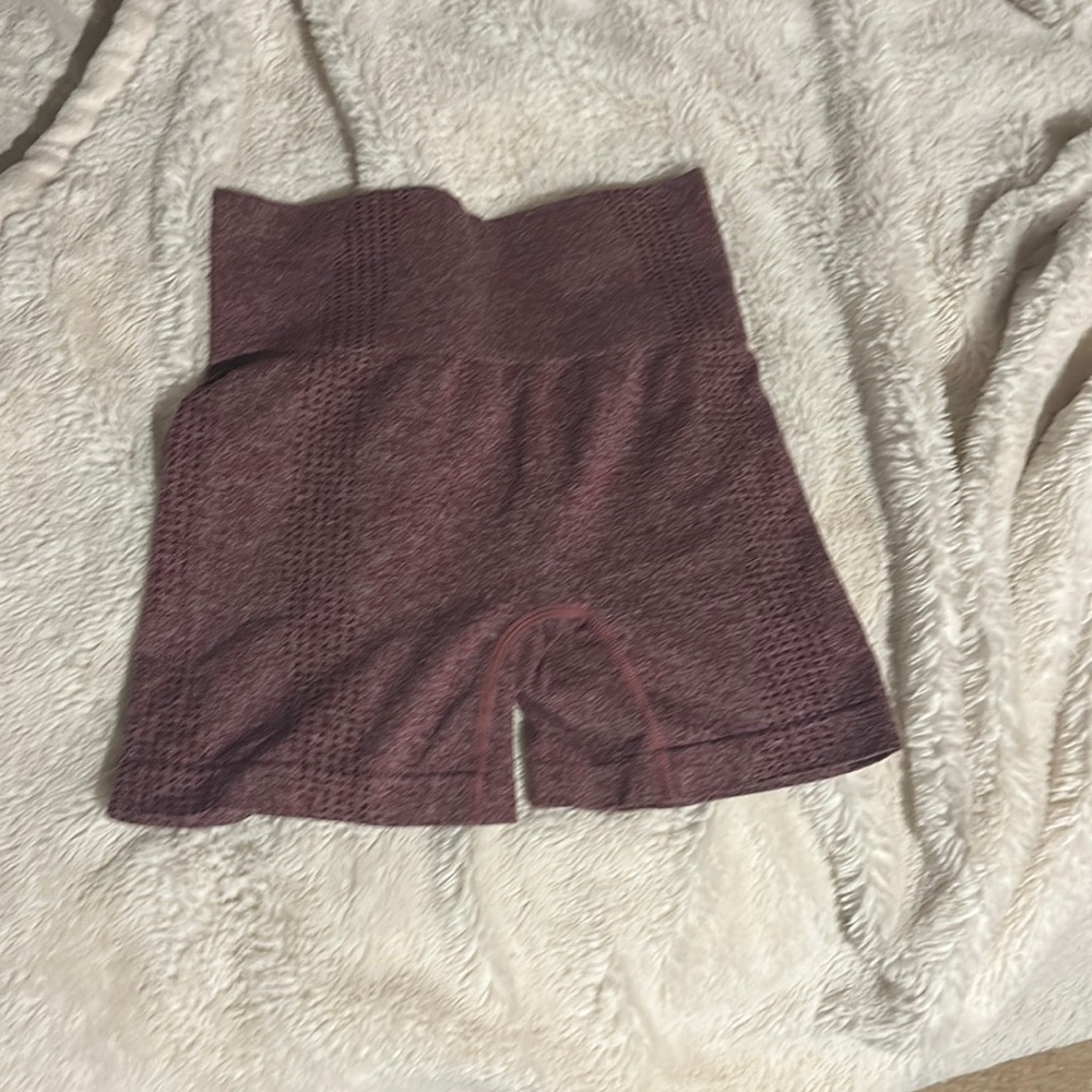 Burgundy biker shorts